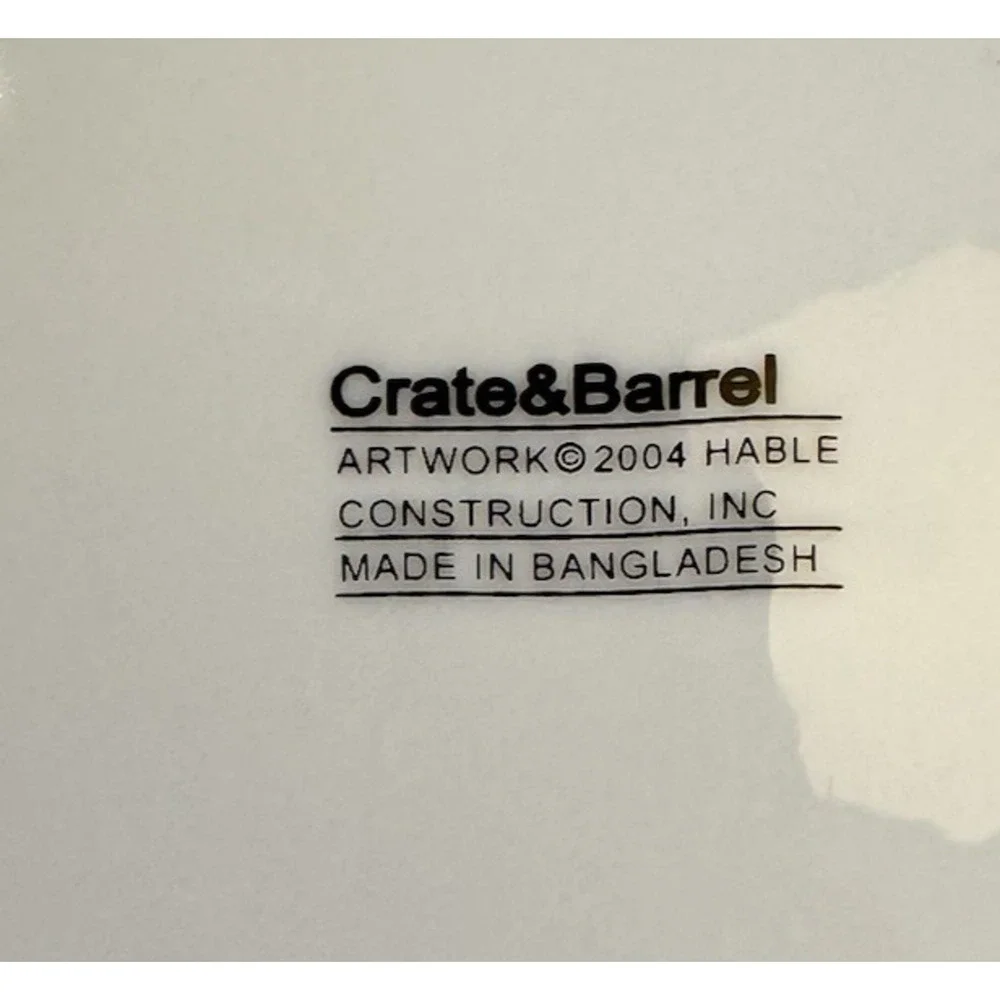 Set of 4 CRATE & BARREL Artwork Script Christmas Holiday Salad Plates 8.5